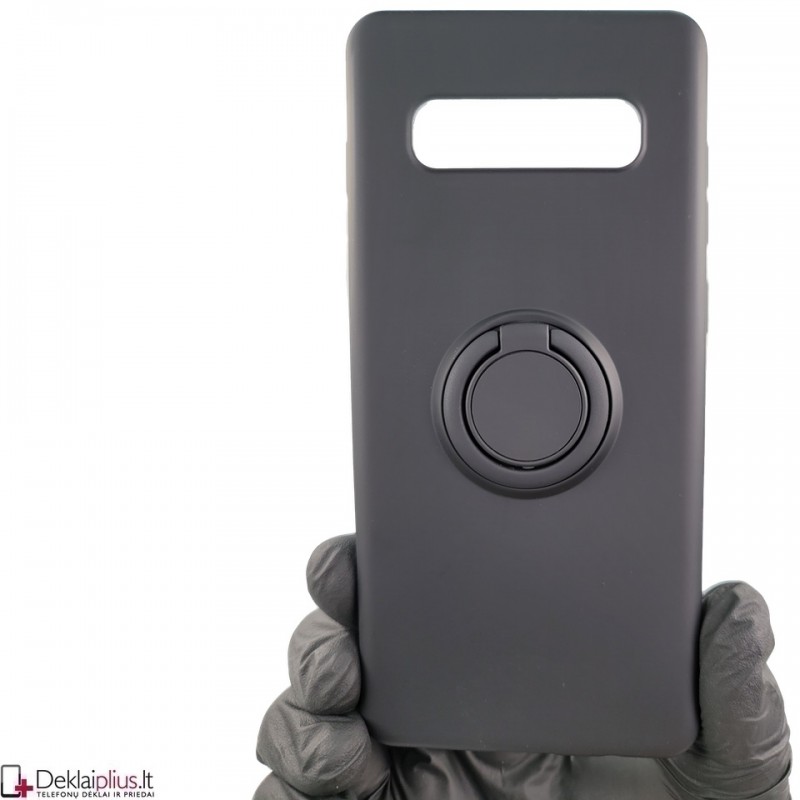 Švelnaus silikono dėklas su žiedu - juodas (Samsung S10 Plus) Švelnaus silikono dėklas su žiedu - juodas (Samsung S10 Plus)
